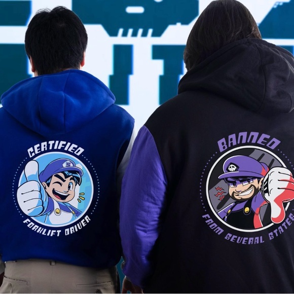 Certified Forklift Driver Reversible Hoodie - Blue & White Black & Purple Unisex - Picture 9 of 9